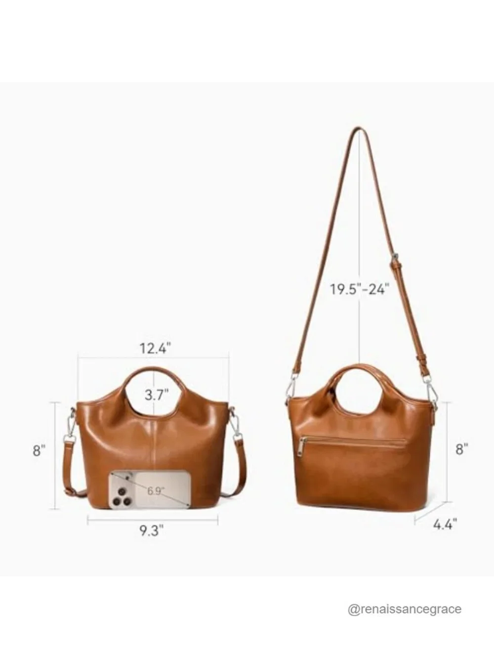 Vegan Leather Satchel Crossbody Purse with Adjustable Strap, Multi Pockets